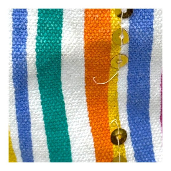 Colorful Whimsical Tropical Fish Beach Large Tote Sally Huss Y2K Striped READ - Picture 7 of 10